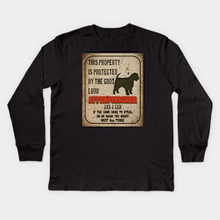 Affenpinscher Silhouette Vintage Humorous Guard Dog Warning Sign Kids Long Sleeve T-Shirt